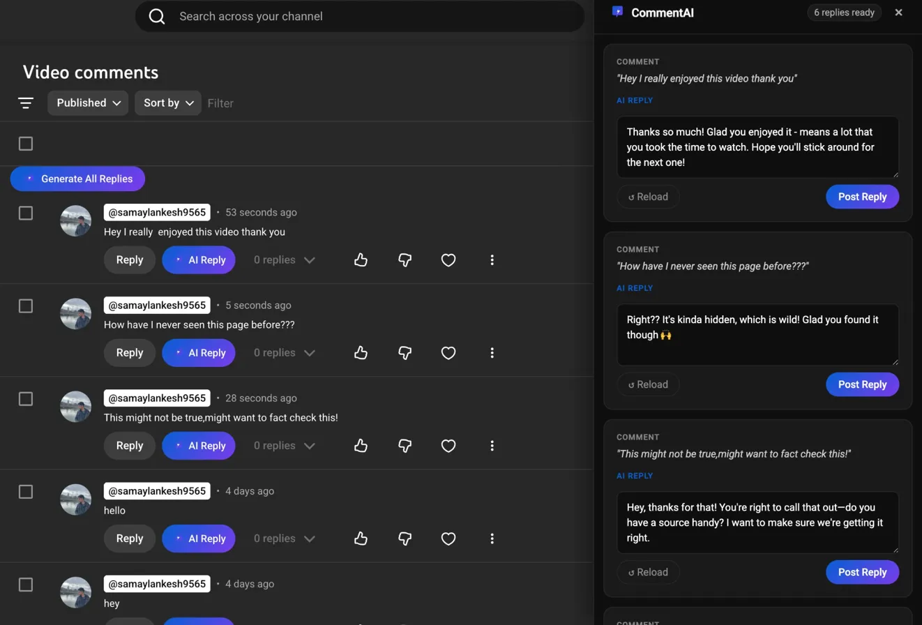 Fanback in YouTube Studio